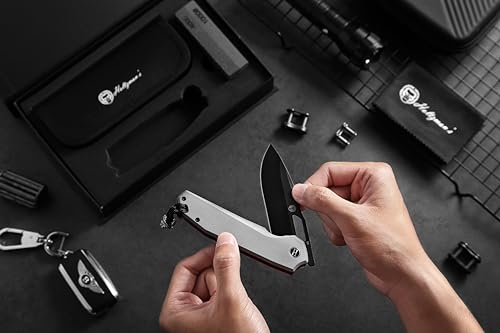 The Sentinel Folding Knife Giftset (black blade+dark grey/red liner G10 handle)