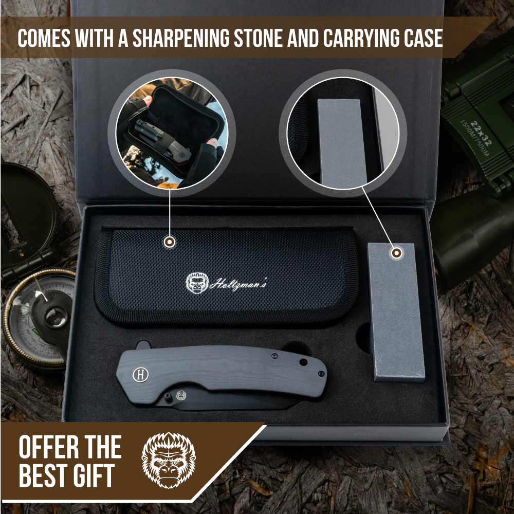 The Clip Point Folding Pocket Knife Giftset for Men and Women (Grey and Red)