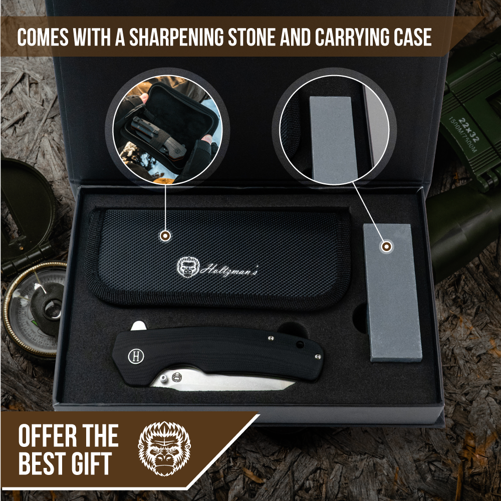 The Clip Point Folding Pocket Knife Giftset for Men and Women (Silver and Black)
